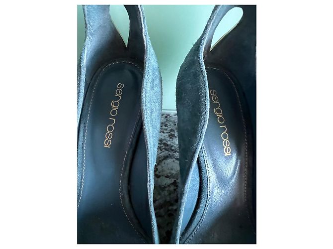 Décolleté Sergio Rossi in nubuck azzurro chiaro Blu chiaro - vista 2