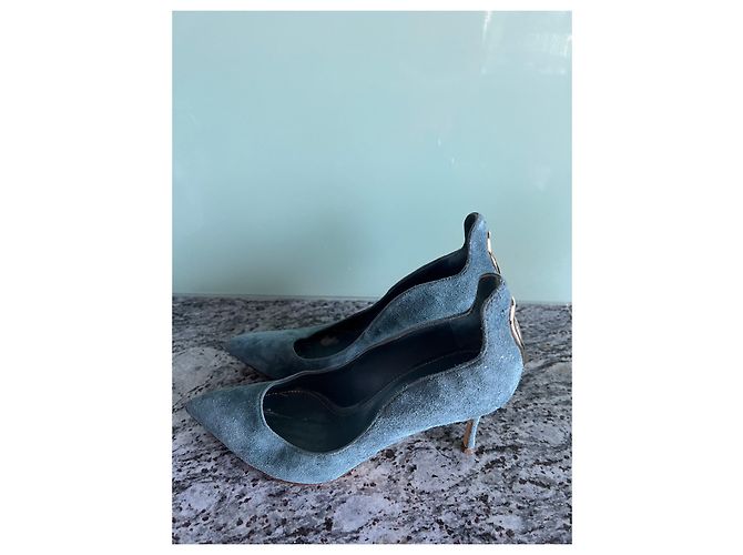 Décolleté Sergio Rossi in nubuck azzurro chiaro Blu chiaro - vista 3