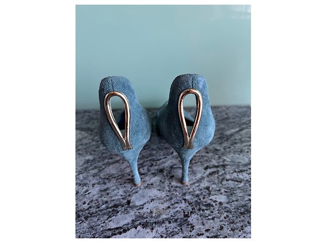 Décolleté Sergio Rossi in nubuck azzurro chiaro Blu chiaro - vista 4