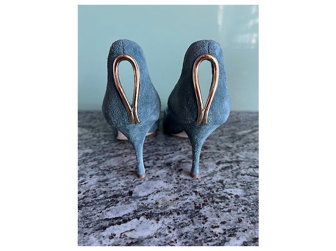 Décolleté Sergio Rossi in nubuck azzurro chiaro Blu chiaro - vista 5
