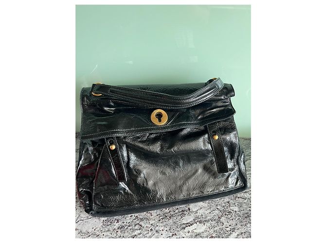 Saint Laurent Handtasche aus schwarzem Lackleder - Ansicht 3