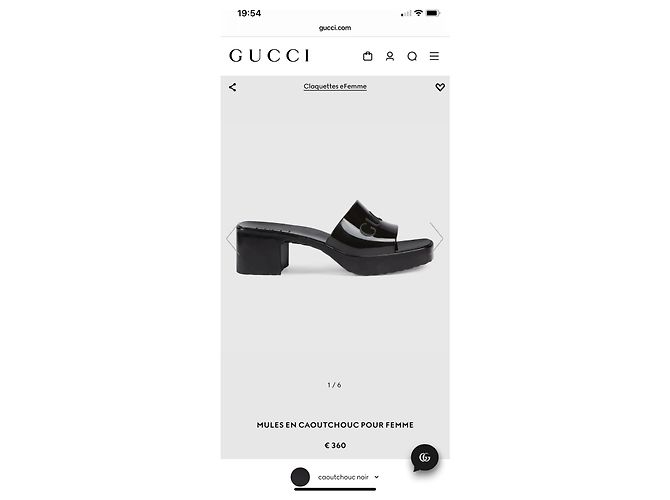 Mules Gucci in gomma nere taglia 35 Nero - vista 7