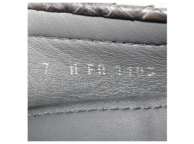 LOUIS VUITTON Scarpe da guida in pelle esotica 7 Nero Grigio LV Aut. ak212 Marrone - vista 10