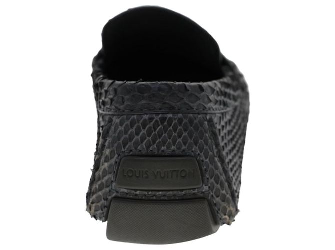 LOUIS VUITTON Scarpe da guida in pelle esotica 7 Nero Grigio LV Aut. ak212 Marrone - vista 14