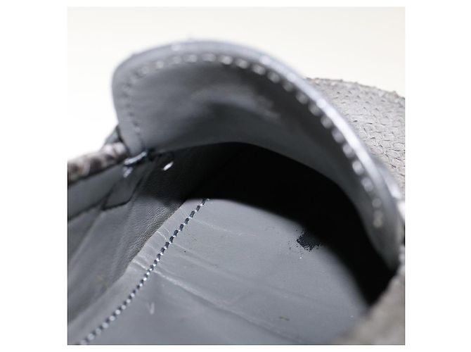 LOUIS VUITTON Scarpe da guida in pelle esotica 7 Nero Grigio LV Aut. ak212 Marrone - vista 15