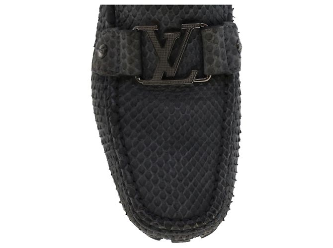 LOUIS VUITTON Scarpe da guida in pelle esotica 7 Nero Grigio LV Aut. ak212 Marrone - vista 18