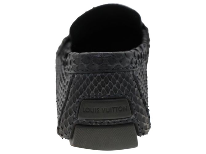 LOUIS VUITTON Scarpe da guida in pelle esotica 7 Nero Grigio LV Aut. ak212 Marrone - vista 6