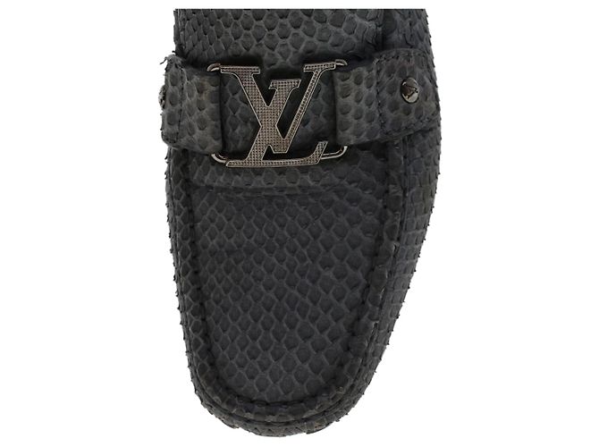 LOUIS VUITTON Scarpe da guida in pelle esotica 7 Nero Grigio LV Aut. ak212 Marrone - vista 7