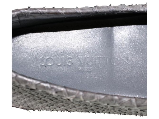 LOUIS VUITTON Scarpe da guida in pelle esotica 7 Nero Grigio LV Aut. ak212 Marrone - vista 8