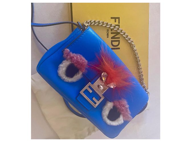 Borsa Fendi Baguette Monster Mini in pelle di agnello blu navy - vista 3