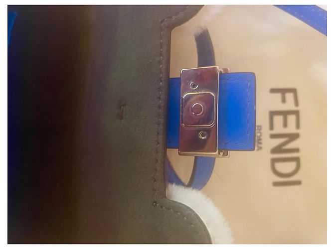 Borsa Fendi Baguette Monster Mini in pelle di agnello blu navy - vista 5