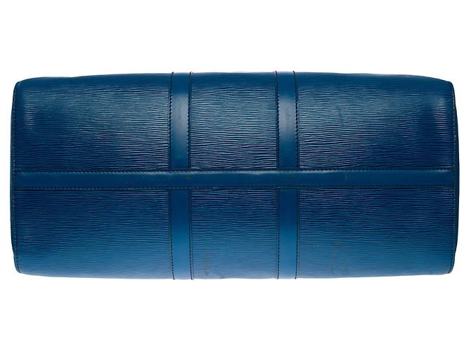 Sac LOUIS VUITTON Keepall en Cuir Bleu - 101291 - vue 10