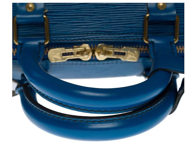 Sac LOUIS VUITTON Keepall en Cuir Bleu - 101291 - vue 8