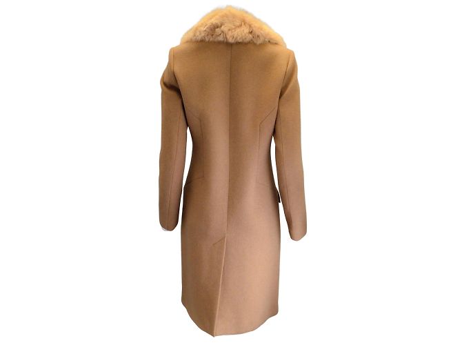 Sass & Bide Tan Shearling Collar Chain Detail Somewhere Here Wool Coat Camel - view 3