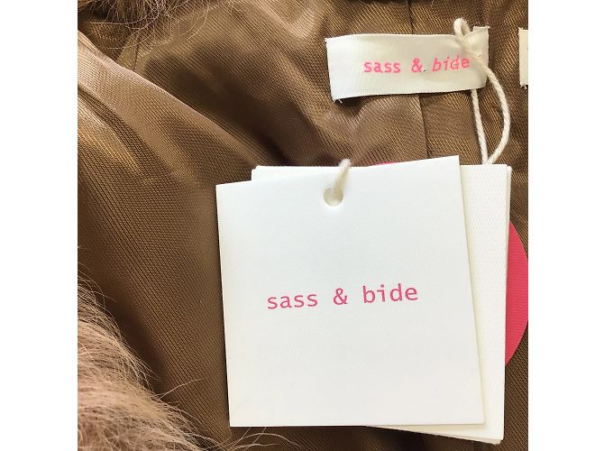Sass & Bide Tan Shearling Collar Chain Detail Somewhere Here Wool Coat Camel - view 4