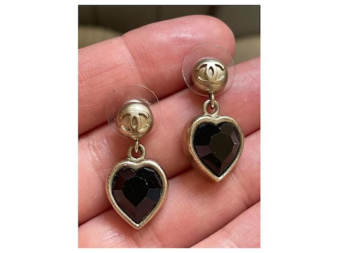 Chanel Aretes Negro Plata - vista 2
