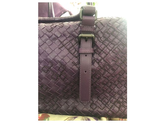 Borsa a mano Bottega Veneta in pelle intrecciata viola - vista 2