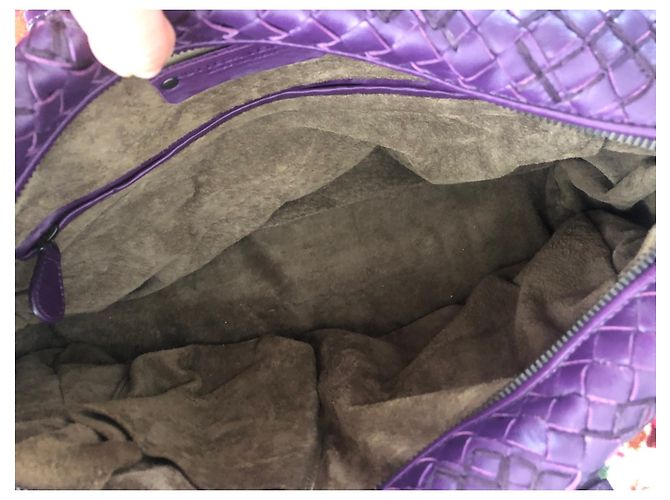 Borsa a mano Bottega Veneta in pelle intrecciata viola - vista 4