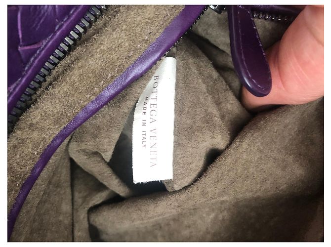 Borsa a mano Bottega Veneta in pelle intrecciata viola - vista 5