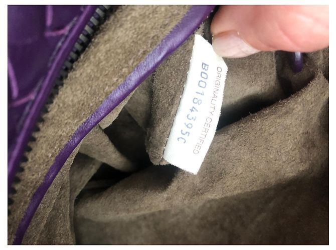 Borsa a mano Bottega Veneta in pelle intrecciata viola - vista 6