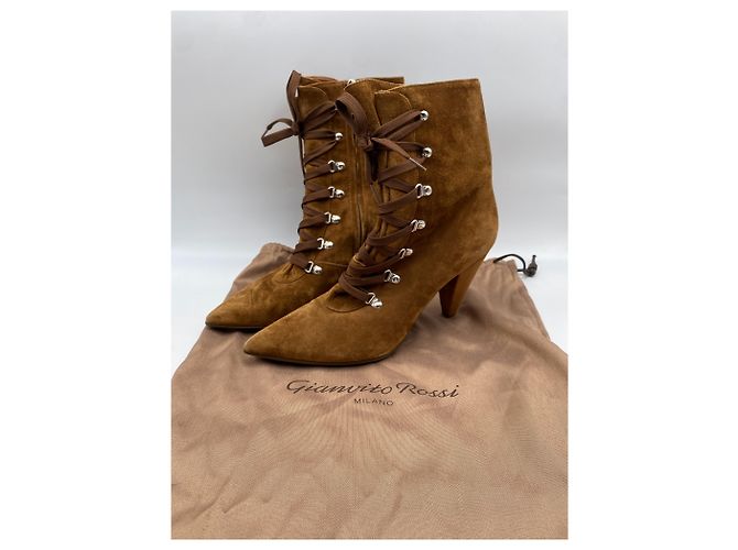 Botines Gianvito Rossi T.EU 39 de ante Camello - vista 7
