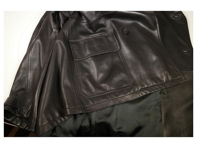 Hermès Erstaunliche Hermes-Lederjacke SZ52 Schwarz - Ansicht 2