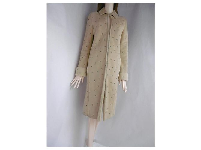 Abrigo de shearling bordado Gianni Versace Beige - vista 3