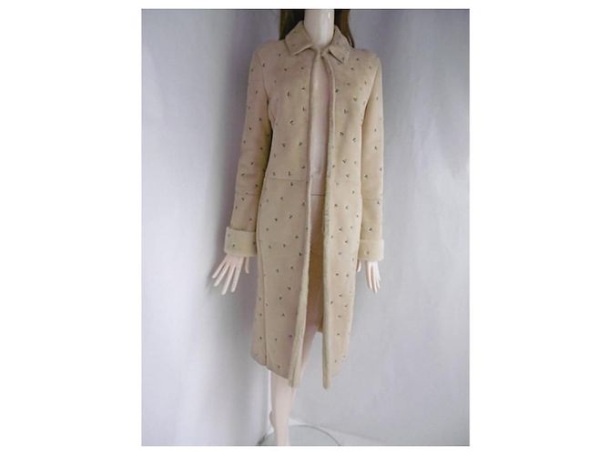 Abrigo de shearling bordado Gianni Versace Beige - vista 5