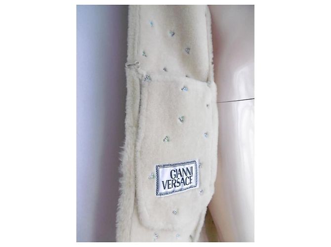 Abrigo de shearling bordado Gianni Versace Beige - vista 8