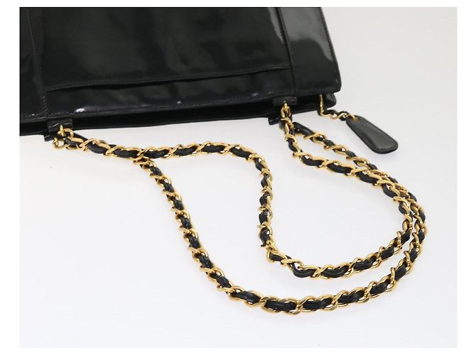 Borsa a tracolla CHANEL in pelle verniciata nera CC Auth bs6435 Nero - vista 10