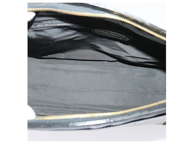 Borsa a tracolla CHANEL in pelle verniciata nera CC Auth bs6435 Nero - vista 11
