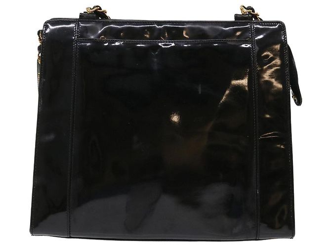 Borsa a tracolla CHANEL in pelle verniciata nera CC Auth bs6435 Nero - vista 13