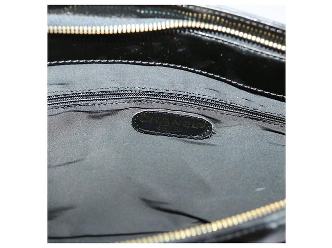 Borsa a tracolla CHANEL in pelle verniciata nera CC Auth bs6435 Nero - vista 21
