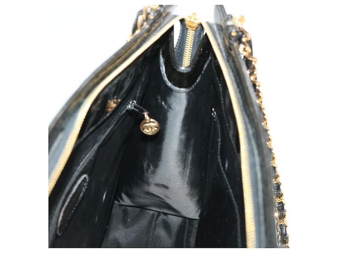 Borsa a tracolla CHANEL in pelle verniciata nera CC Auth bs6435 Nero - vista 22