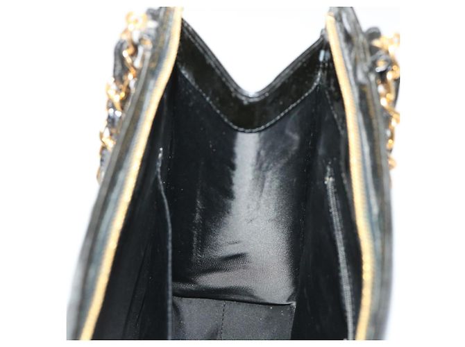 Borsa a tracolla CHANEL in pelle verniciata nera CC Auth bs6435 Nero - vista 23