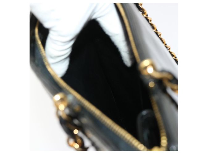 Borsa a tracolla CHANEL in pelle verniciata nera CC Auth bs6435 Nero - vista 24