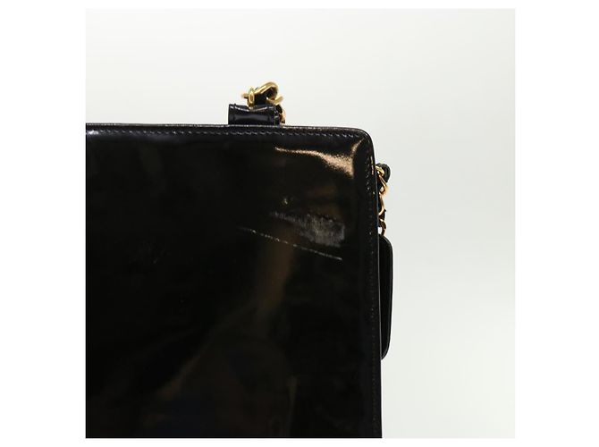 Borsa a tracolla CHANEL in pelle verniciata nera CC Auth bs6435 Nero - vista 4