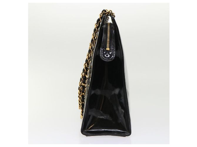 Borsa a tracolla CHANEL in pelle verniciata nera CC Auth bs6435 Nero - vista 5