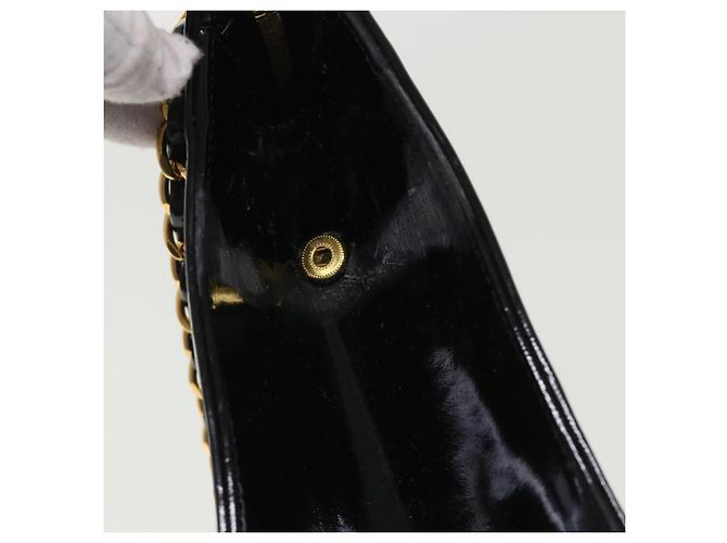 Borsa a tracolla CHANEL in pelle verniciata nera CC Auth bs6435 Nero - vista 6