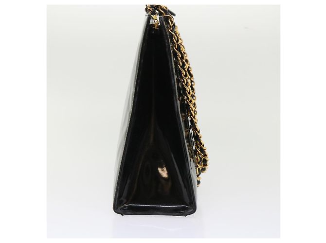 Borsa a tracolla CHANEL in pelle verniciata nera CC Auth bs6435 Nero - vista 7