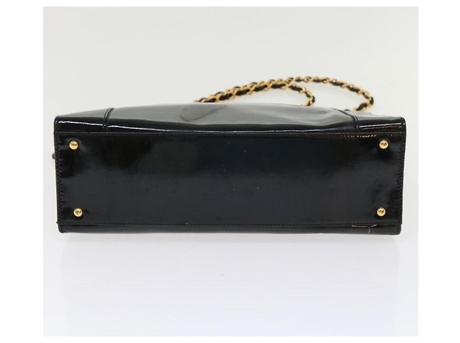 Borsa a tracolla CHANEL in pelle verniciata nera CC Auth bs6435 Nero - vista 8