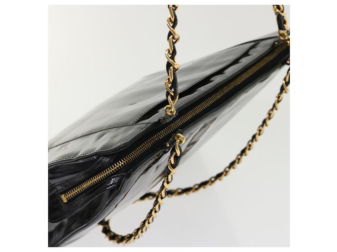Borsa a tracolla CHANEL in pelle verniciata nera CC Auth bs6435 Nero - vista 9