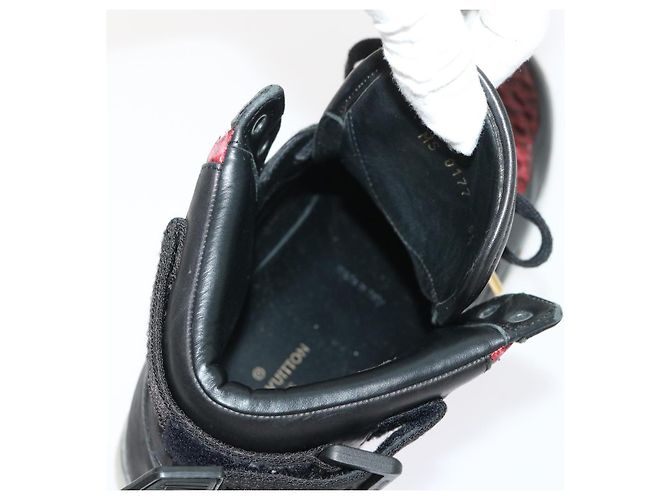 LOUIS VUITTON High Top Sneakers aus exotischem Leder 5.5 Schwarz Rot LV Auth ak201 - Ansicht 10
