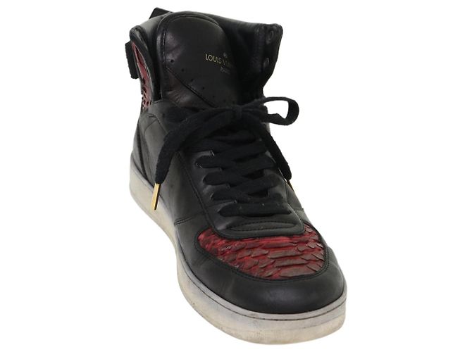 LOUIS VUITTON High Top Sneakers aus exotischem Leder 5.5 Schwarz Rot LV Auth ak201 - Ansicht 12