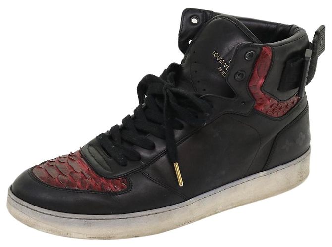 LOUIS VUITTON High Top Sneakers aus exotischem Leder 5.5 Schwarz Rot LV Auth ak201 - Ansicht 13