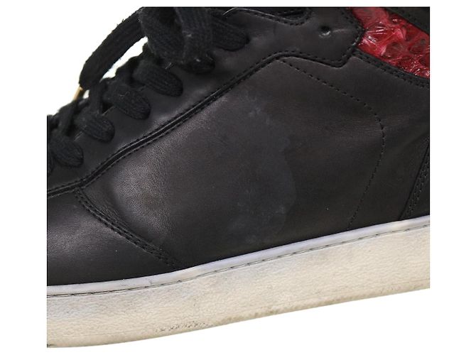 LOUIS VUITTON High Top Sneakers aus exotischem Leder 5.5 Schwarz Rot LV Auth ak201 - Ansicht 14