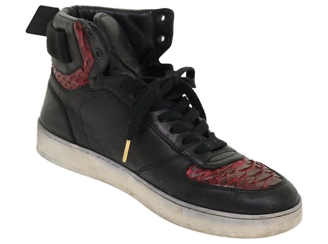 LOUIS VUITTON High Top Sneakers aus exotischem Leder 5.5 Schwarz Rot LV Auth ak201 - Ansicht 16