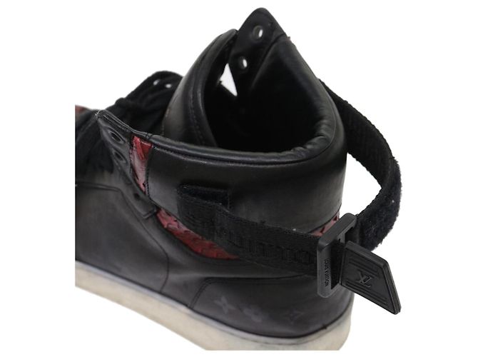 LOUIS VUITTON High Top Sneakers aus exotischem Leder 5.5 Schwarz Rot LV Auth ak201 - Ansicht 18