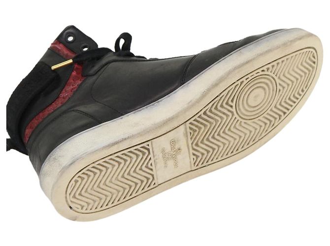LOUIS VUITTON High Top Sneakers aus exotischem Leder 5.5 Schwarz Rot LV Auth ak201 - Ansicht 19