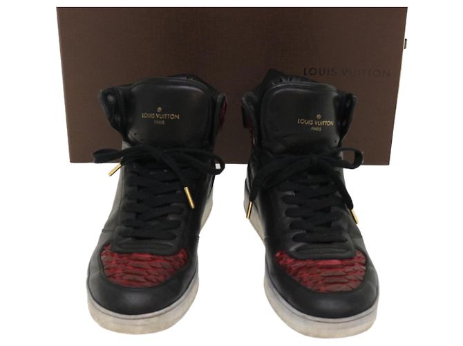 LOUIS VUITTON High Top Sneakers aus exotischem Leder 5.5 Schwarz Rot LV Auth ak201 - Ansicht 22